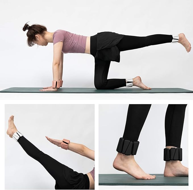 Polainas para Tobillos y Muñecas, muñecas de silicona antideslizantes ajustables, pesas de tobillo/muñeca de 2 lb (1 lb cada una, juego de 2) para pilates, yoga, correr, natación, gimnasio, spinning.