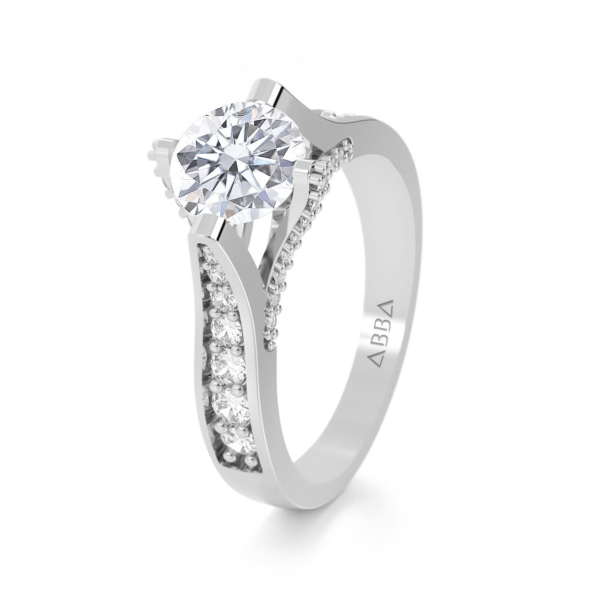 ANILLO DE COMPROMISO 14K ORO BLANCO CON PIEDRA STELLA ABBA JOYAS.