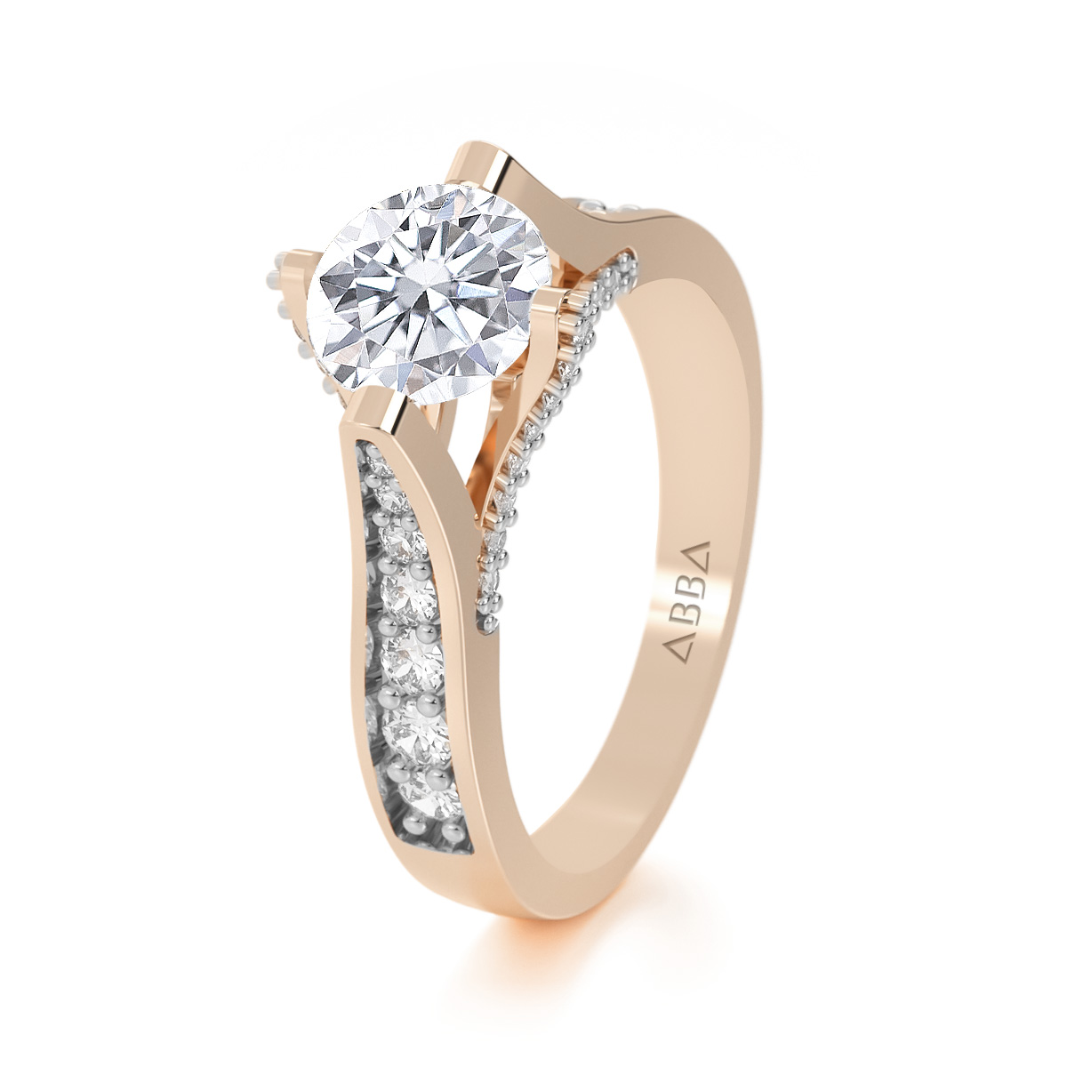 ANILLO DE COMPROMISO 14K ORO ROSA CON PIEDRA STELLA ABBA JOYAS.