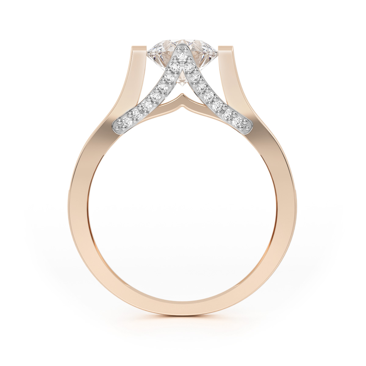 ANILLO DE COMPROMISO 14K ORO ROSA CON PIEDRA STELLA ABBA JOYAS.