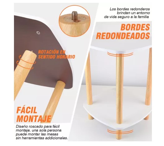 Mesa De Centro Minimalista De Madera Mesa Lateral 2 Estantes Blanca