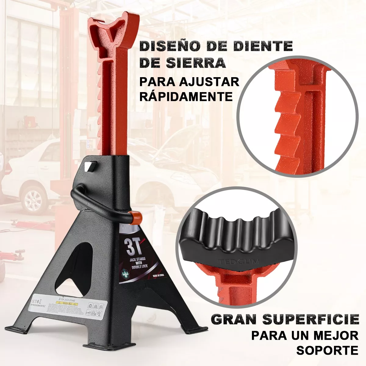 Torre Auto 2 Piezas Doble Seguro Altura 3 Toneladas 29-41 Cm.