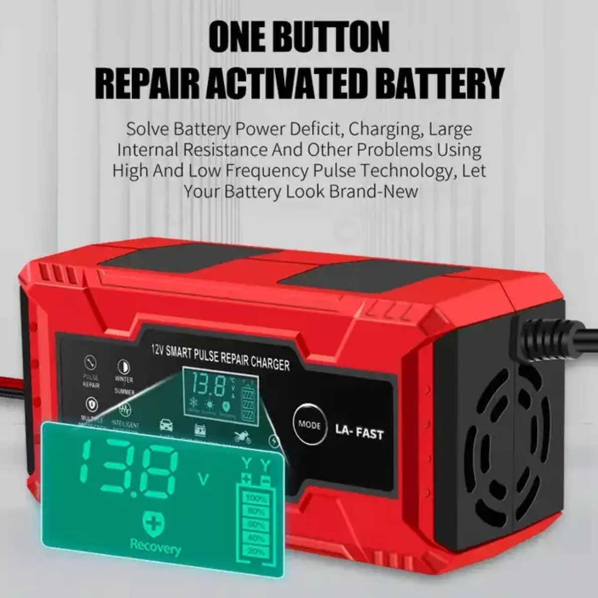 Cargador De Batería Rápido Inteligente De 12v 8a Auto Moto.