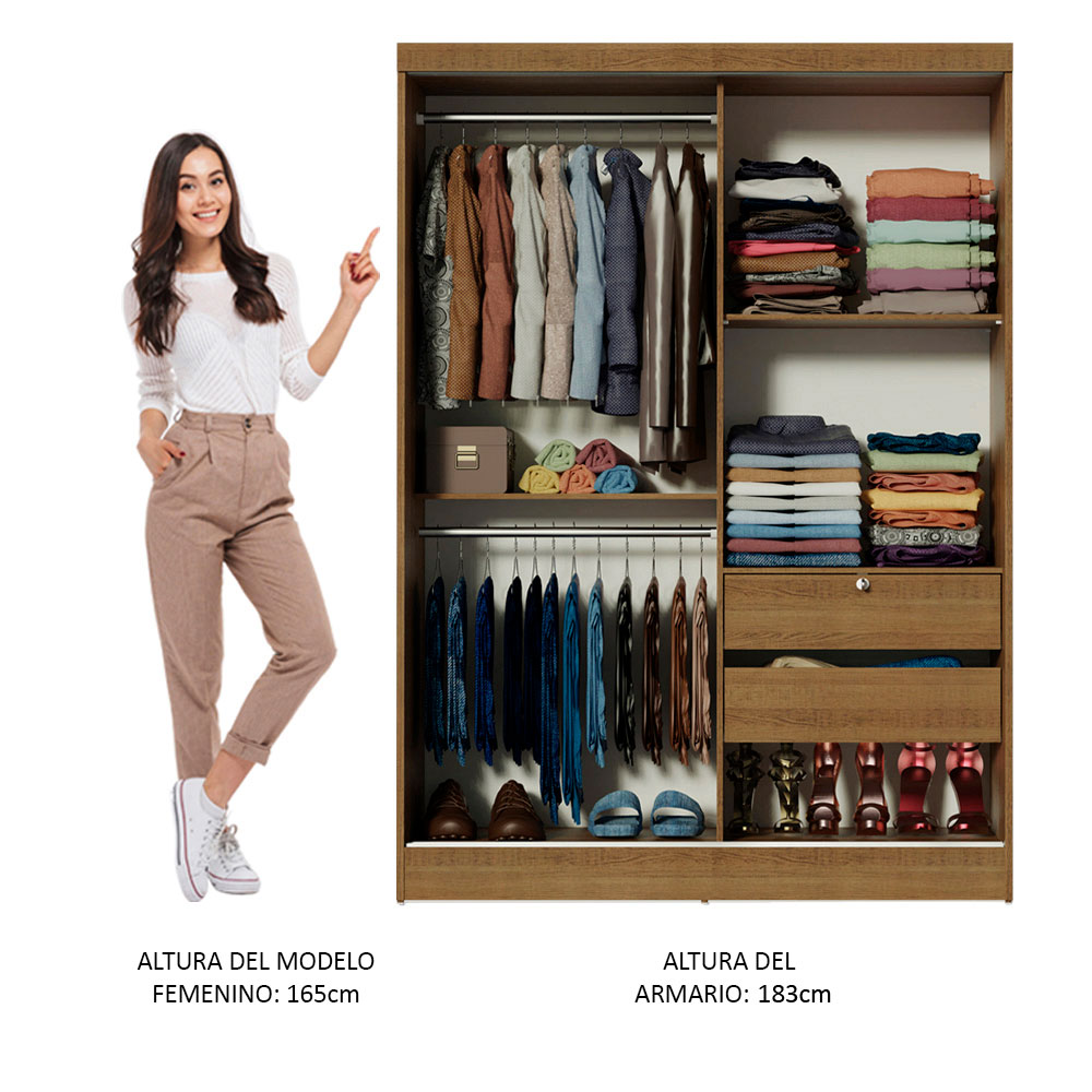 Ropero Closet Madesa Luke 2 Puertas con Cajón con llave MM