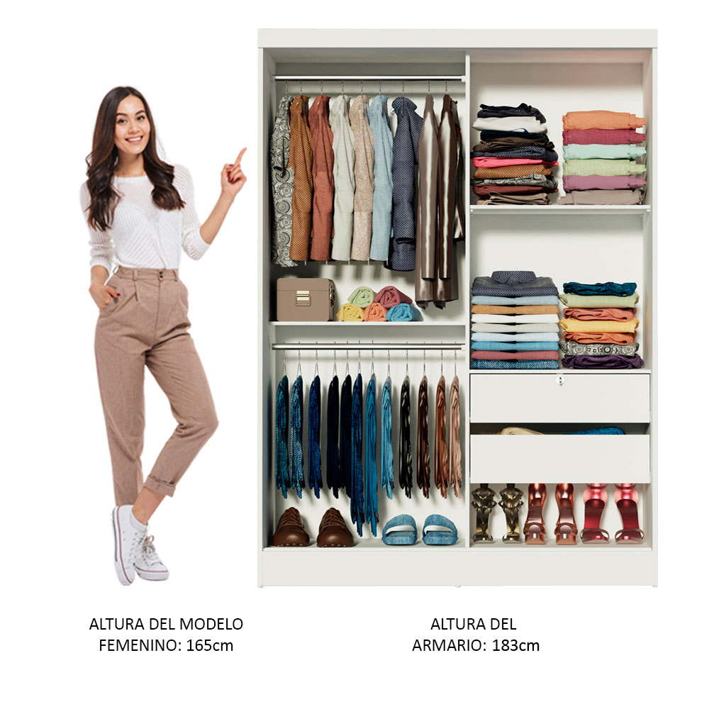 Ropero Closet Madesa Luke 2 Puertas con Cajón con llave BB