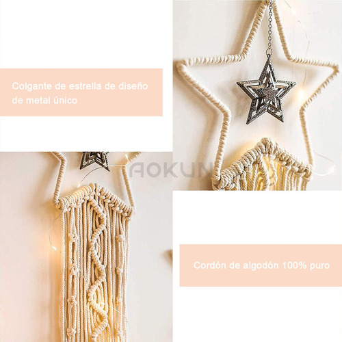 Atrapasueños Luna Y Estrella Con Luz Luces,como Regalo 2pzs.