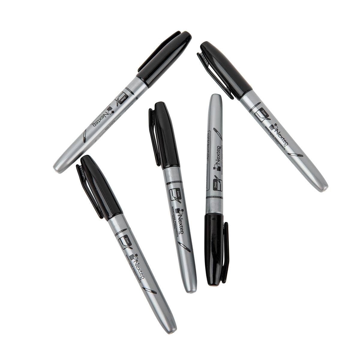 Marcador permanente Nextep con punta Fina de 2 mm, 12 piezas, Negro.