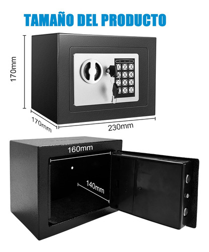 Caja Fuerte Digital De Alta Seguridad Con Código Y Llave.