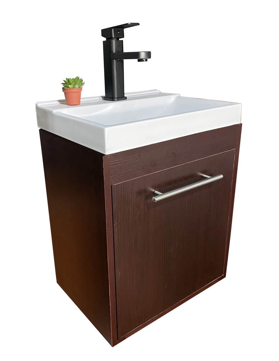 Gabinete 10 Flotante Para Baño Con Lavamanos Rectangular Y Monomando.