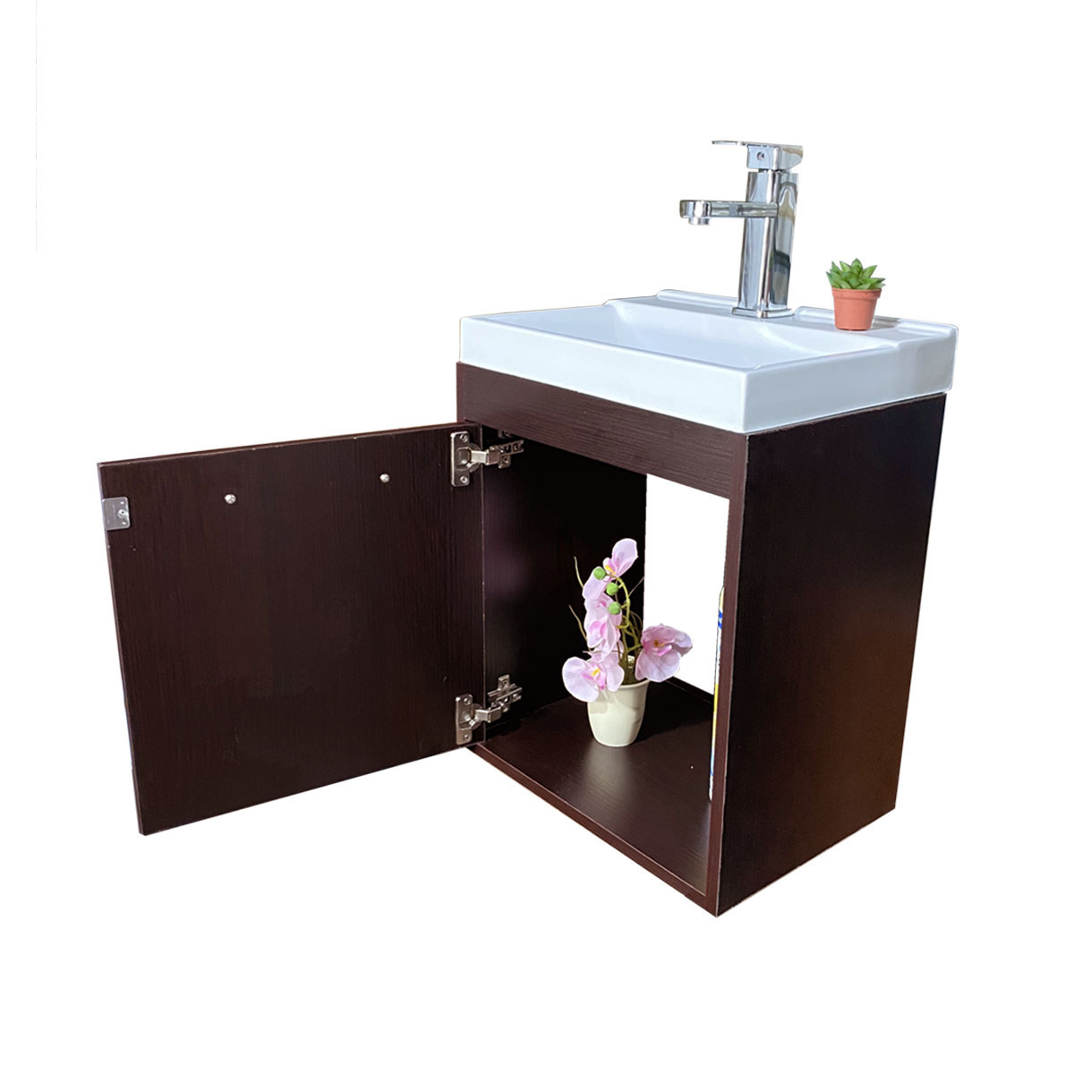 Gabinete 10 Flotante Para Baño Con Lavamanos Rectangular Y Monomando.