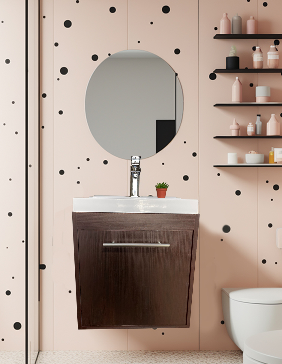 Gabinete 10 Flotante Para Baño Con Lavamanos Rectangular Y Monomando.