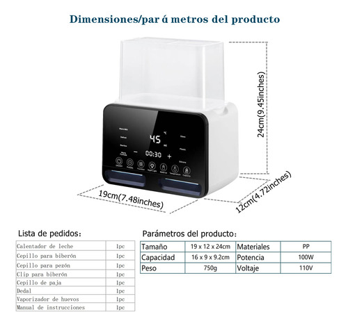 Calentador Y Esterilizador De Biberones Con Control Táctil.