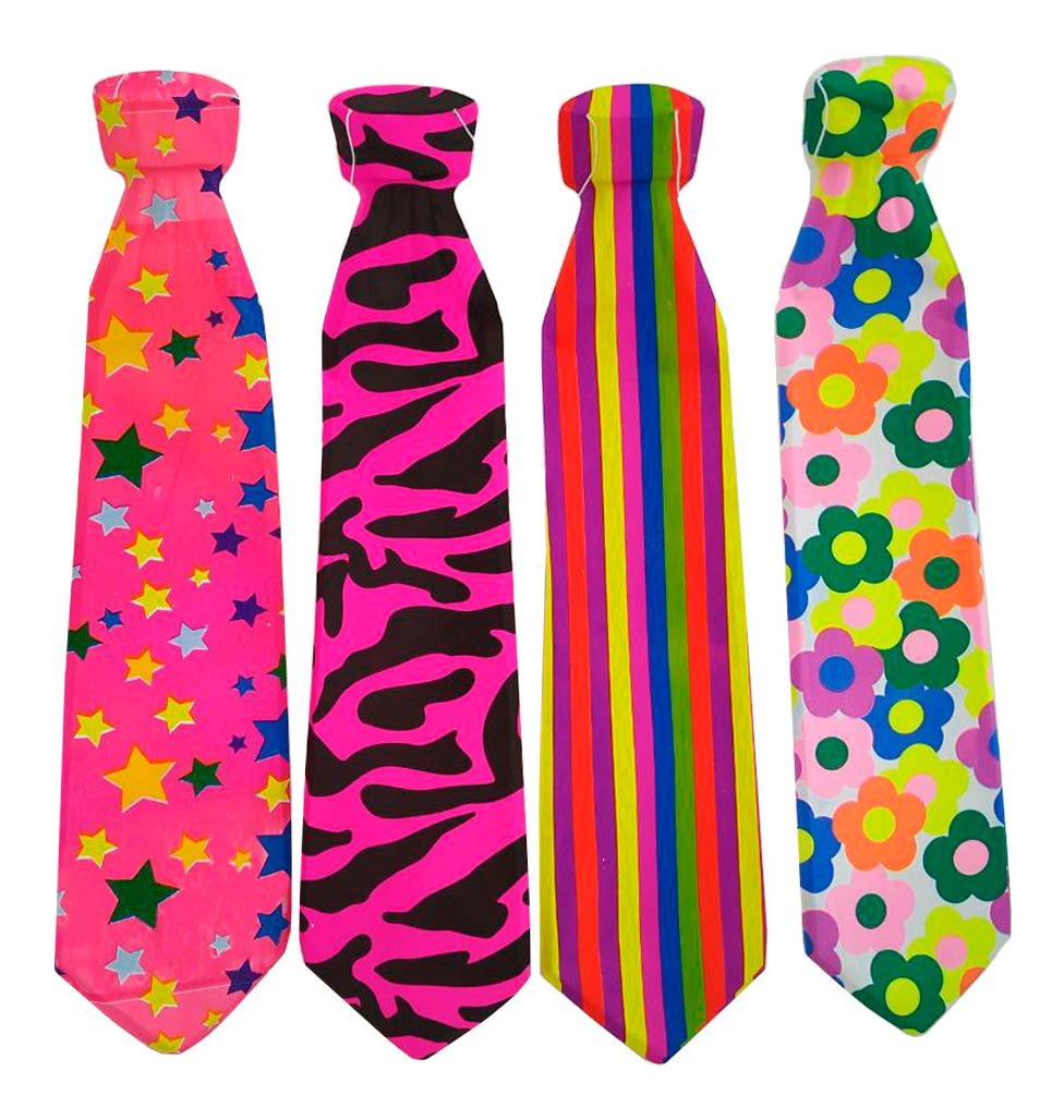 100 Corbata Colores Neón Glow Boda Xv Fiesta Plastico.