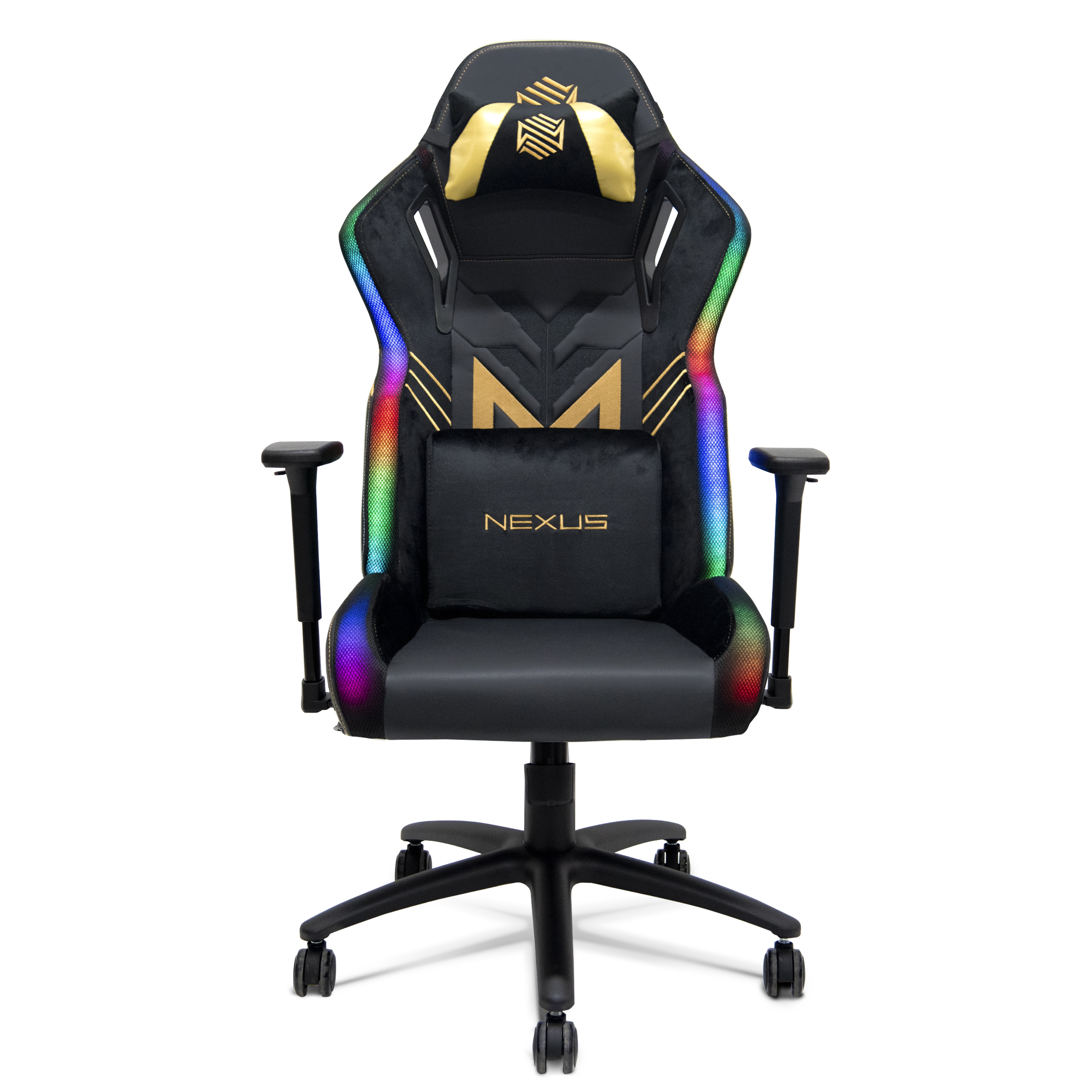 Silla Gamer Nexus Stellar Escritorio Oficina Luz LED RGB (Negro/Dorado)