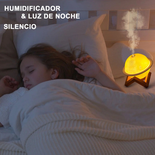 Humidificador Difusor Lámpara Forma Planeta Luna Con 3 Modos.