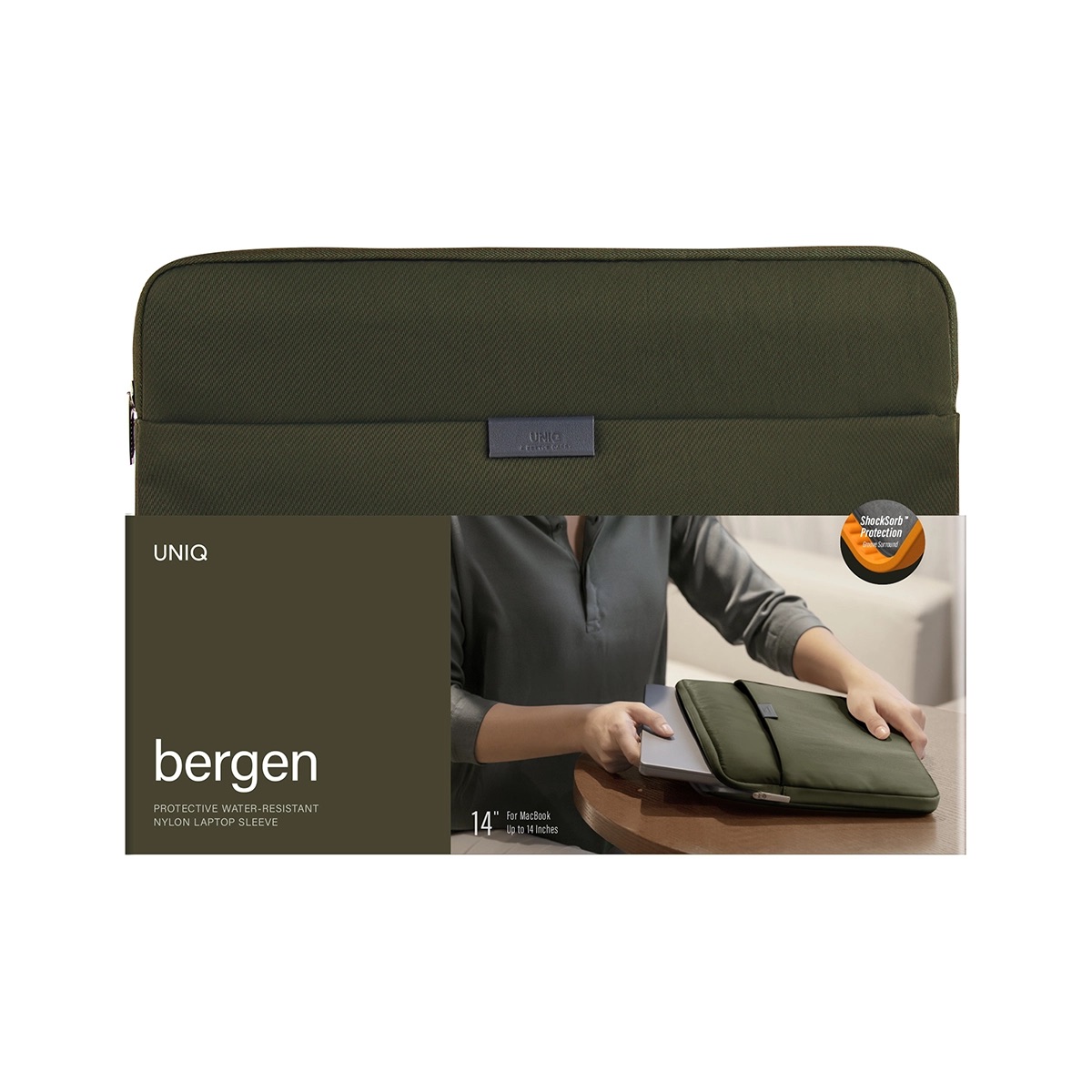 Funda Protectora Para Laptop 14 Bergen Verde Por UNIQ.