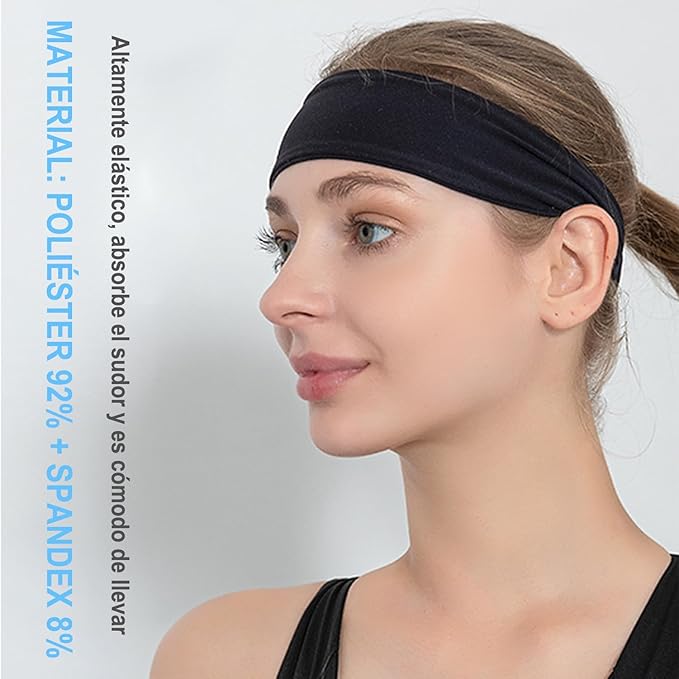 HAKUKU Diademas Deportivas 5 Piezas, Diademas Ejercicio para Mujer Yoga, Diadema Elástica Suave Que Absorbe el Sudor, Adecuada para Hombres y Mujeres.