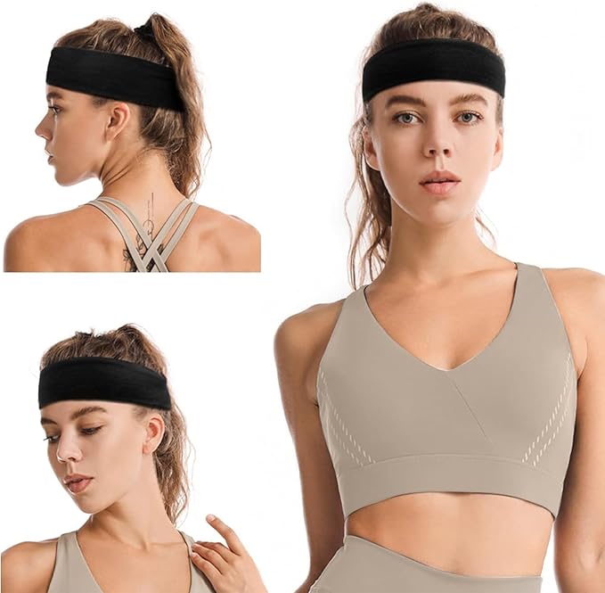 HAKUKU Diademas Deportivas 5 Piezas, Diademas Ejercicio para Mujer Yoga, Diadema Elástica Suave Que Absorbe el Sudor, Adecuada para Hombres y Mujeres.