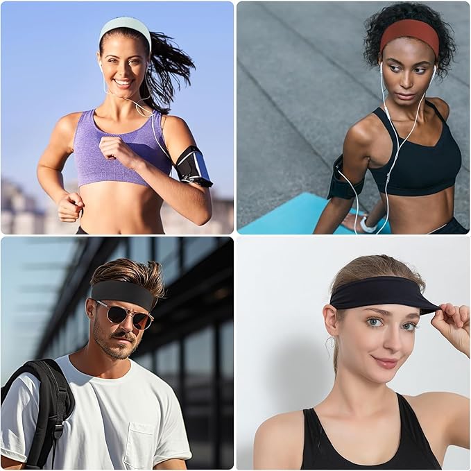 HAKUKU Diademas Deportivas 5 Piezas, Diademas Ejercicio para Mujer Yoga, Diadema Elástica Suave Que Absorbe el Sudor, Adecuada para Hombres y Mujeres.
