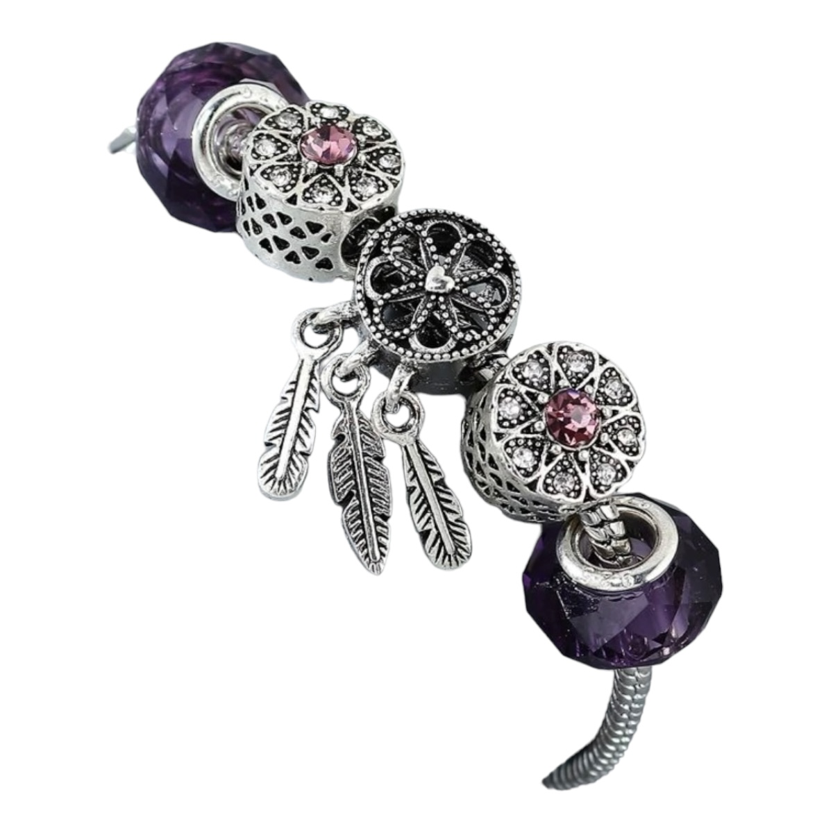 Pulsera Fantasía Con Charms Con Diamantes De Imitación.