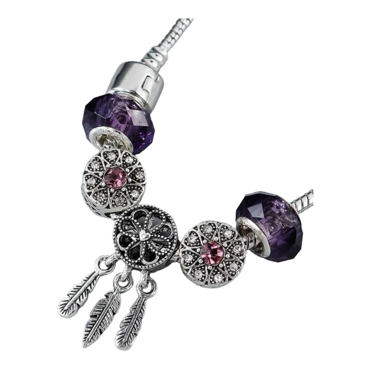 Pulsera Fantasía Con Charms Con Diamantes De Imitación.