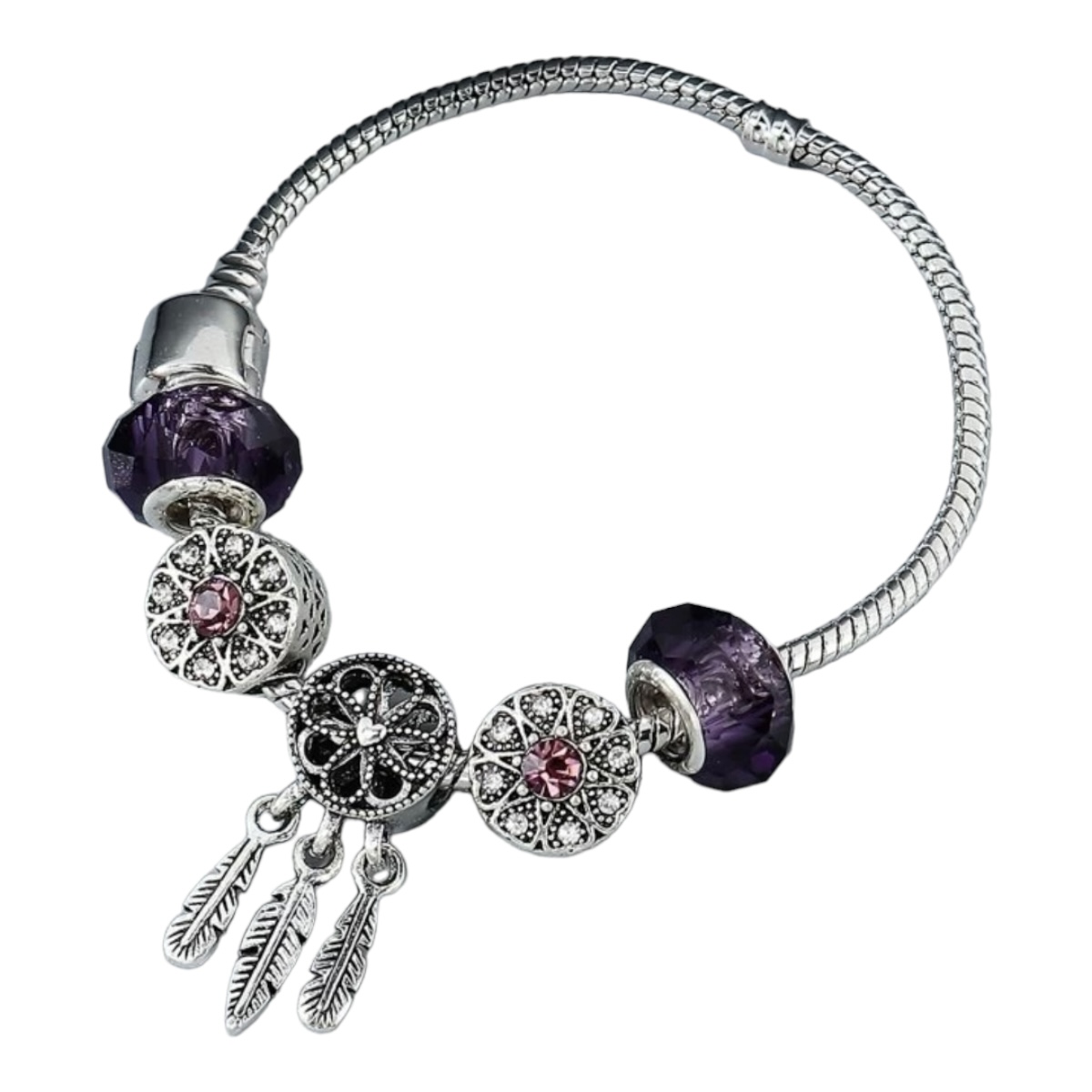 Pulsera Fantasía Con Charms Con Diamantes De Imitación.