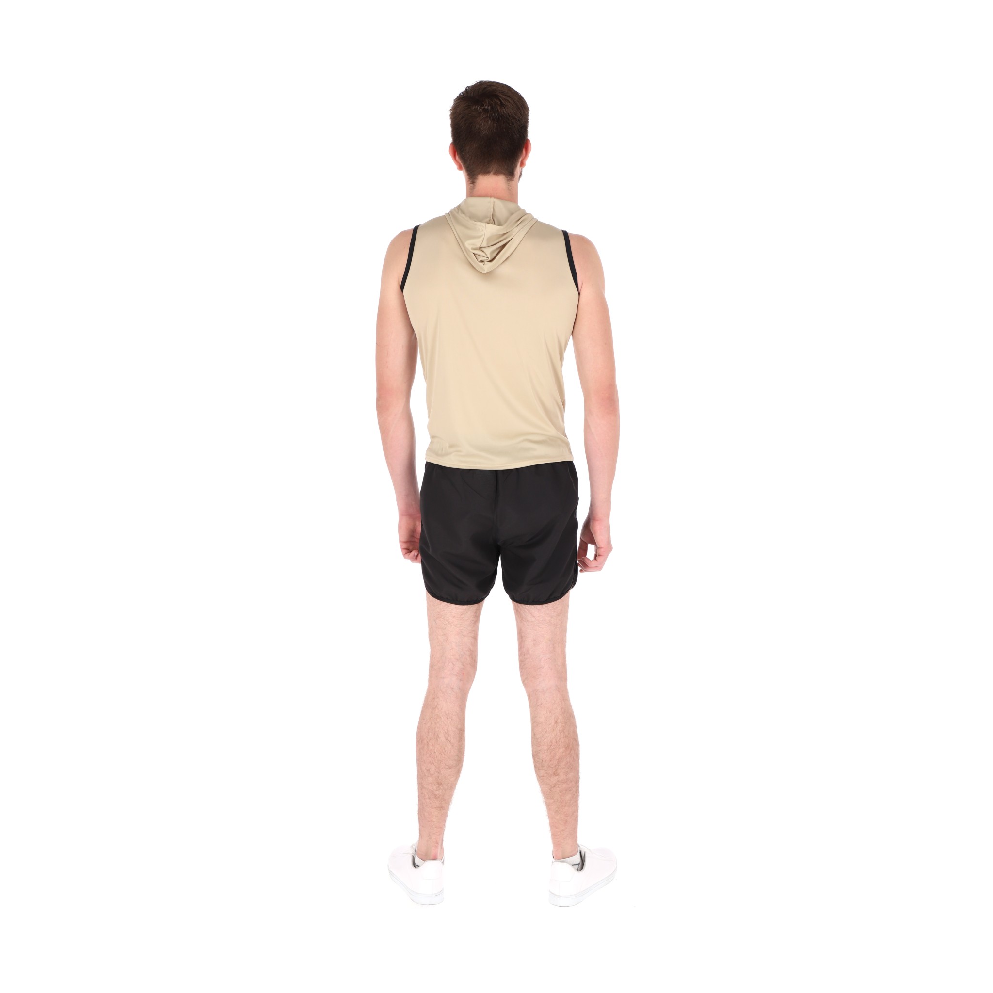 Playera Deportiva Sin Mangas Con Capucha Color Beige Para Hombre CHB Chili Beans Clothing Co..