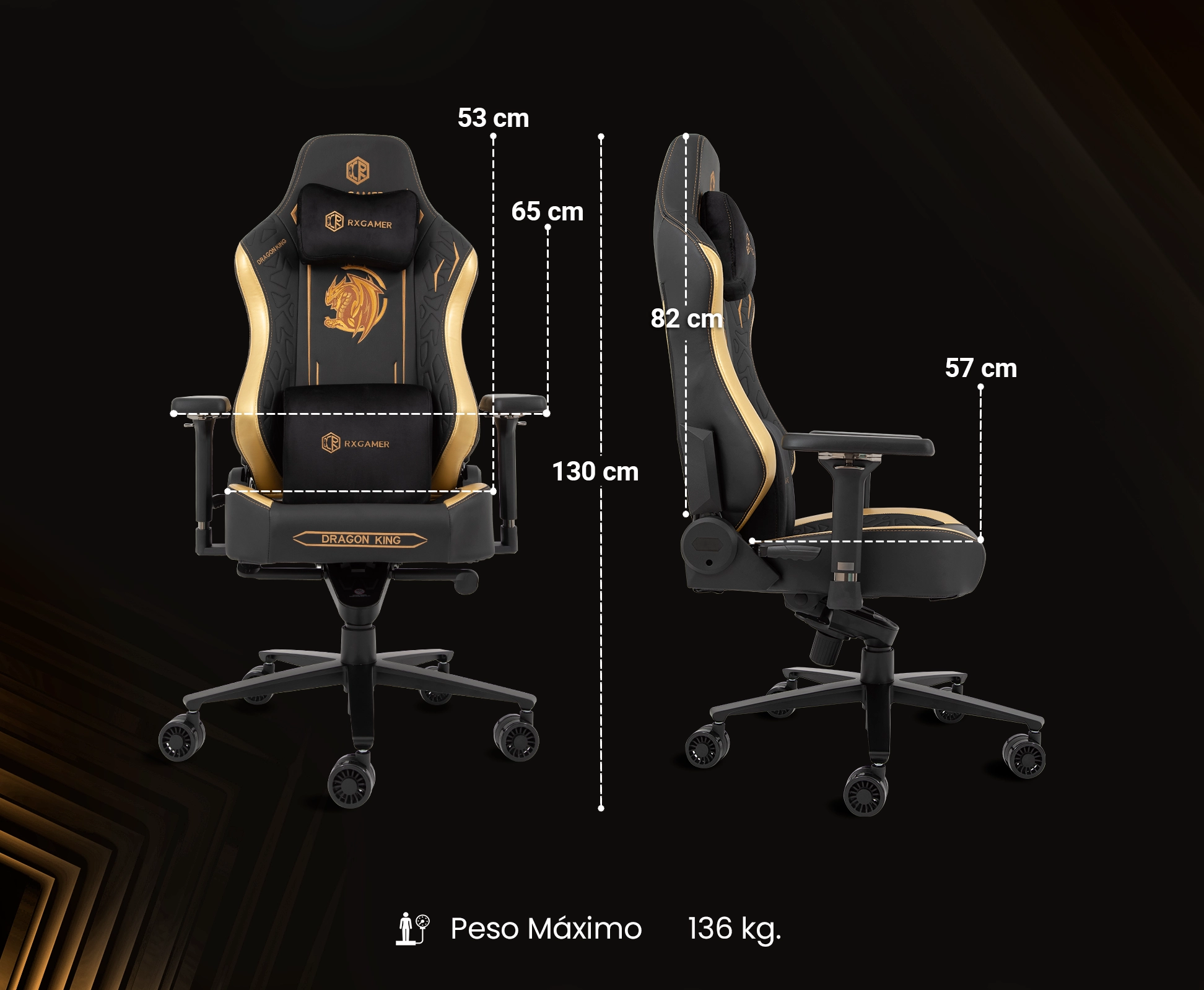 Silla Gamer Premium | Secret | Reclinable | Memory Foam | Magnetica (Dorado)