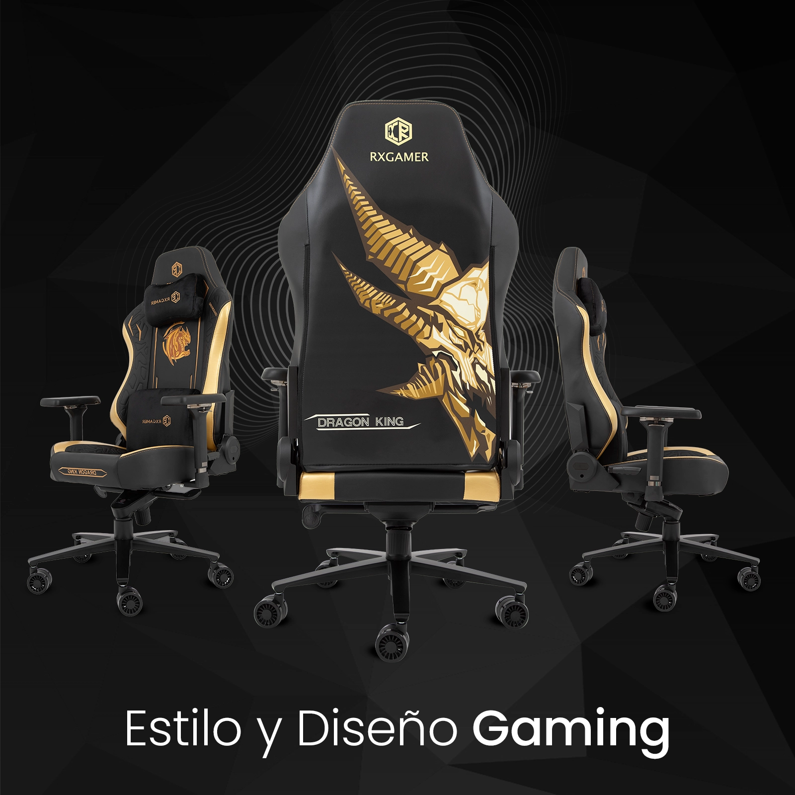 Silla Gamer Premium | Secret | Reclinable | Memory Foam | Magnetica (Dorado)