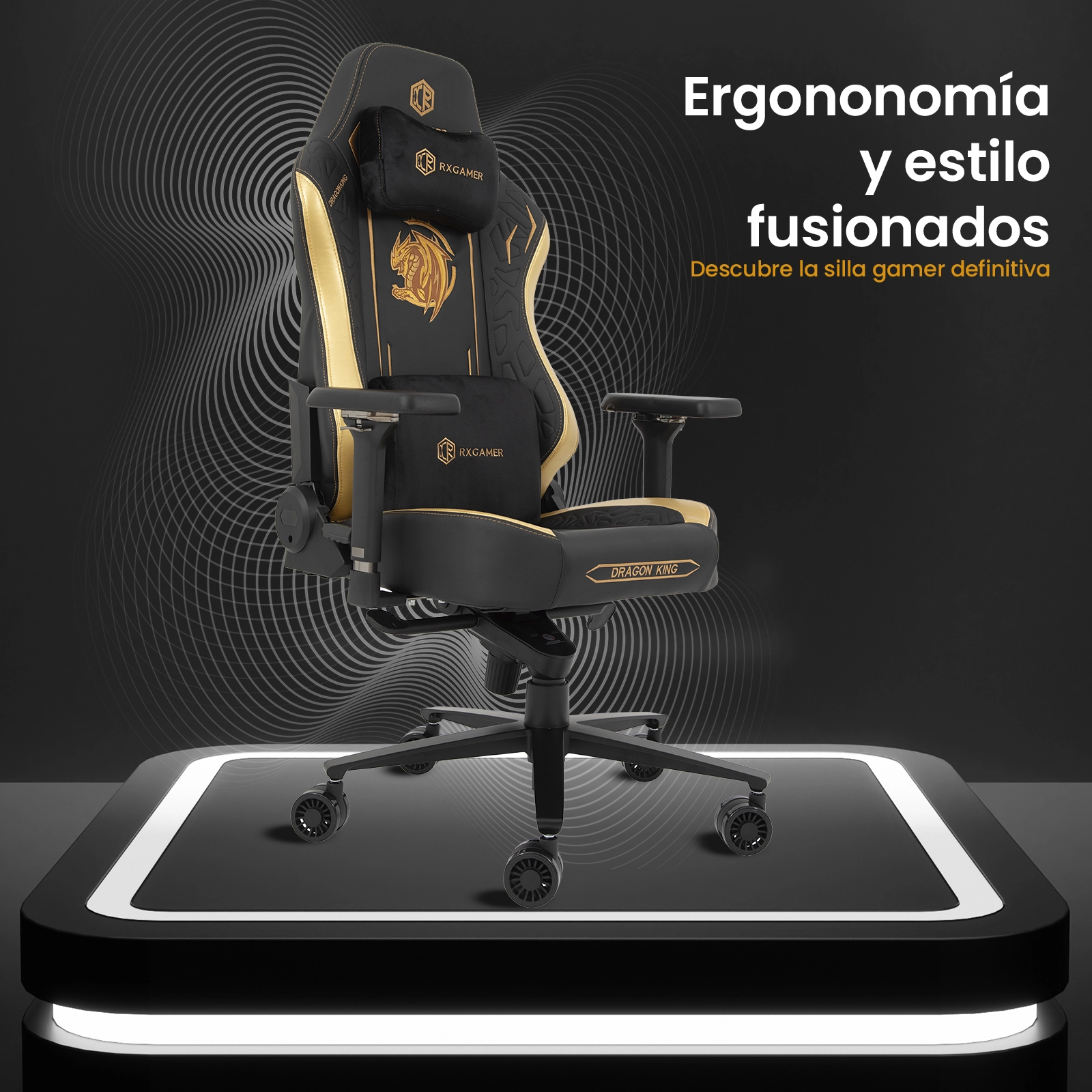 Silla Gamer Premium | Secret | Reclinable | Memory Foam | Magnetica (Dorado)