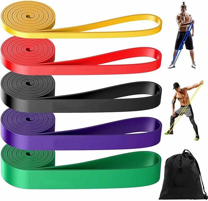 JASUVII Bandas de Resistencia, 5Pack Banda elástica Deportiva, Correas de Asistencia para Pull ups, Ligas de Resistencia para Ejercicio, Loop Bands, Bandas Elásticas para Ejercicio en Casa o Gimnasio.