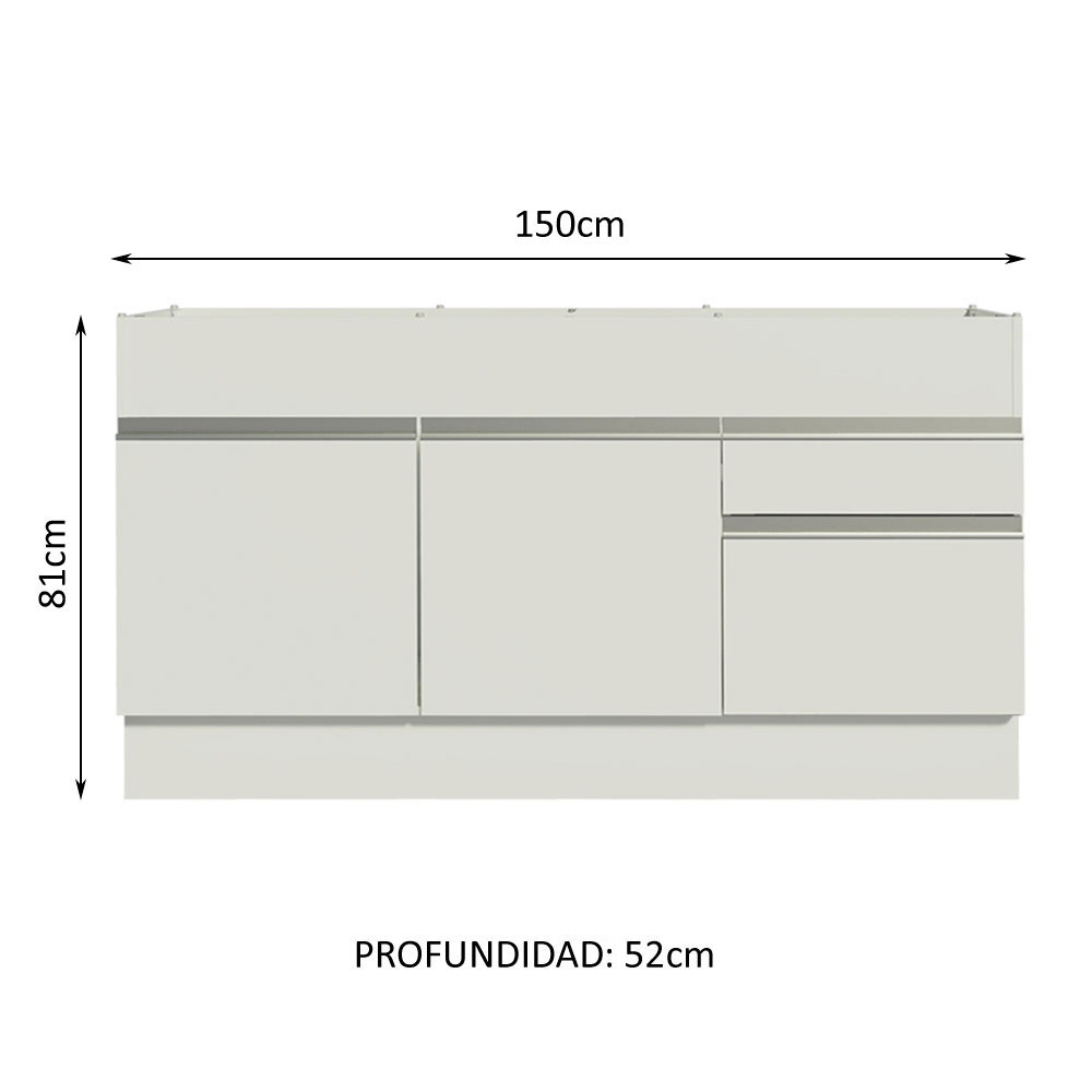 Mueble para Tarja Madesa Glamy 150cm Sin Encimera y Tarja BB.