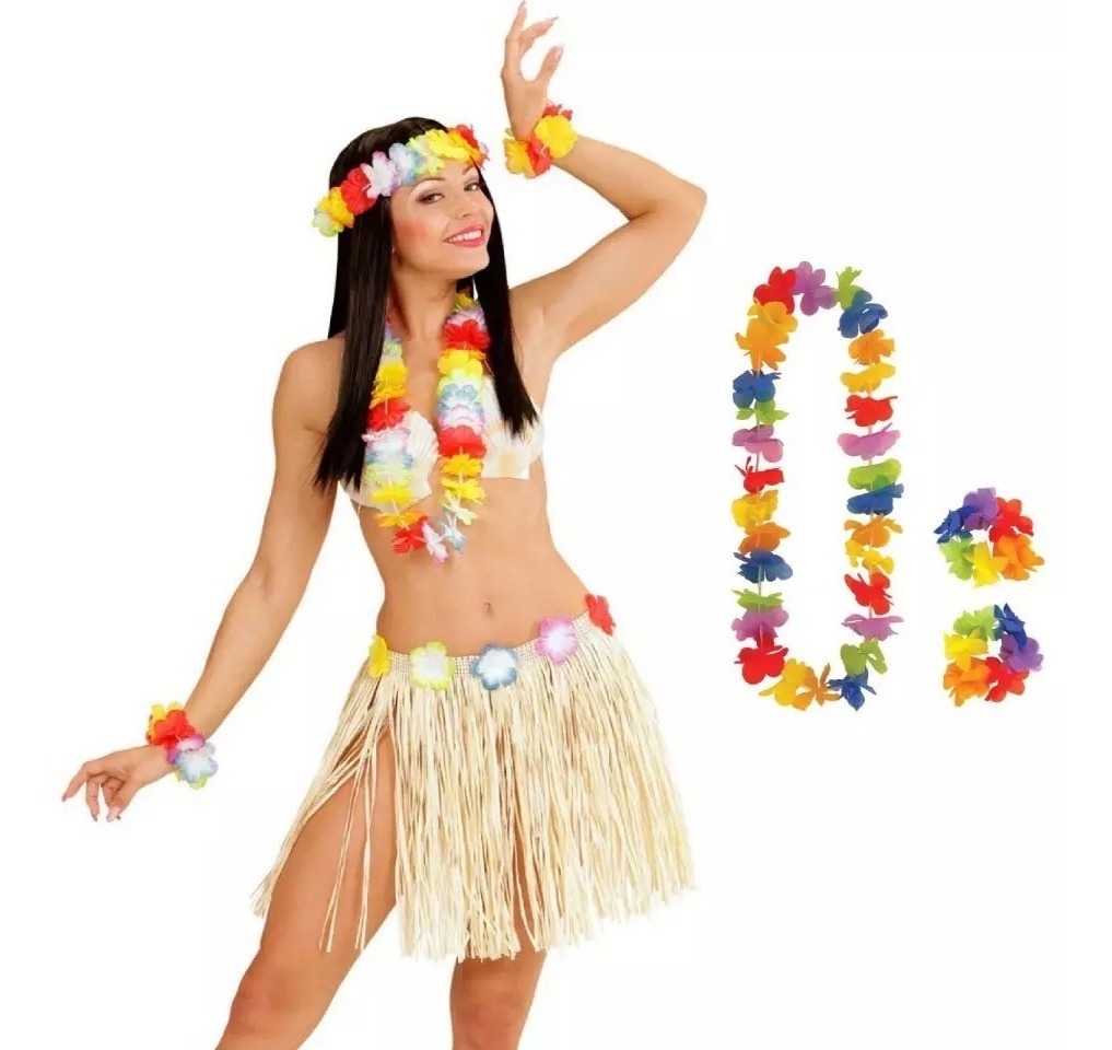 60 Collar Hawaiano Fiesta Batucada Boda Flores Disfraz Color.