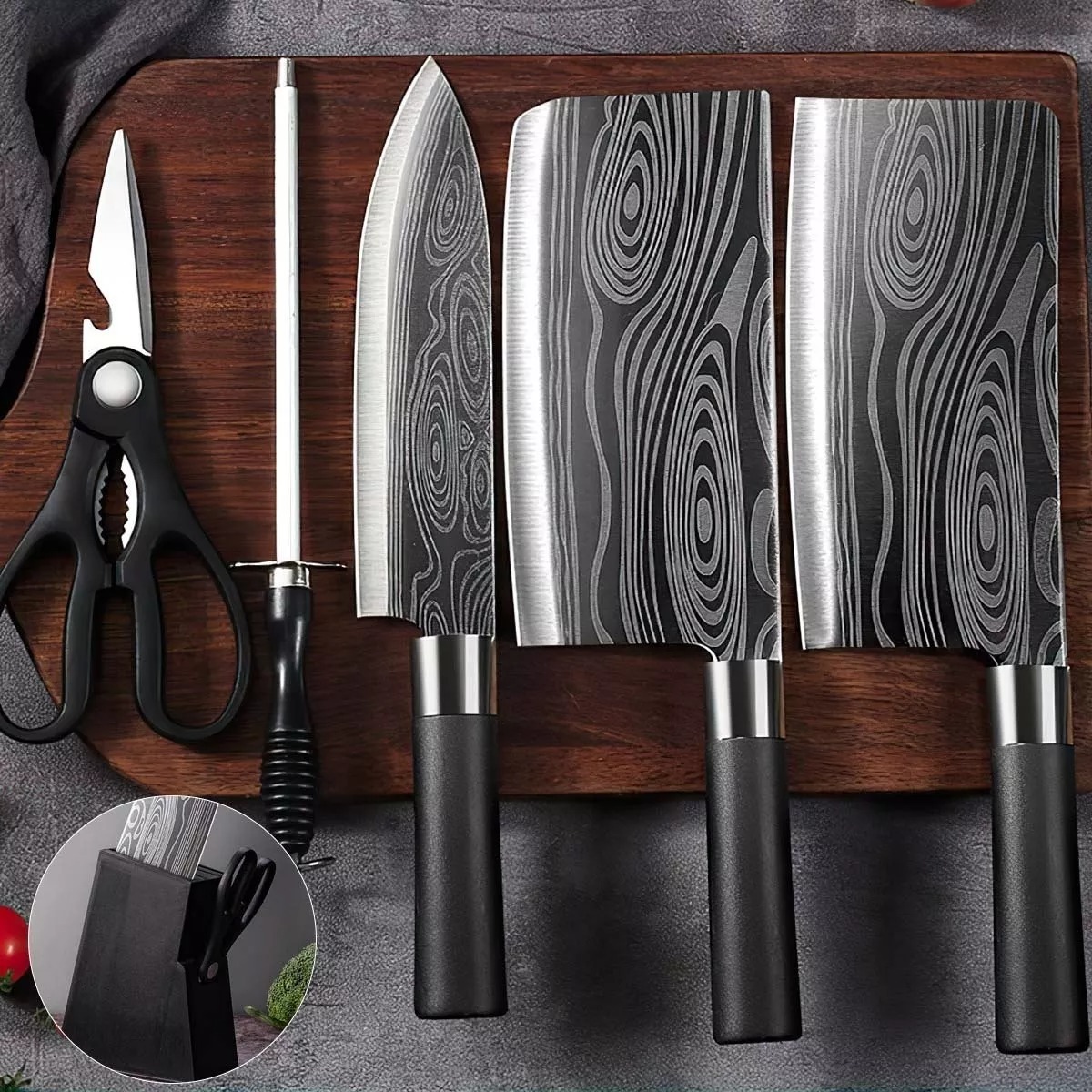 Juego de cuchillo L4-31 chef profesional acero inoxidable.