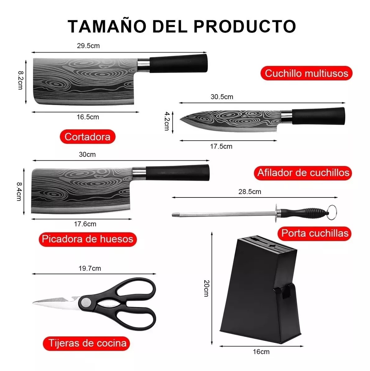 Juego de cuchillo L4-31 chef profesional acero inoxidable.