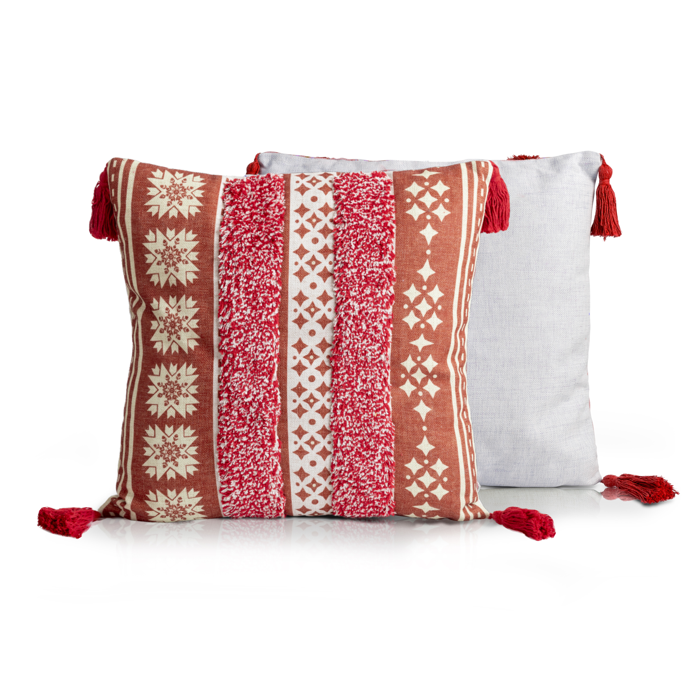 Cojines Decorativos Sala Yellow Mellow Raga Boho Style 2 Pzs (Rojo)