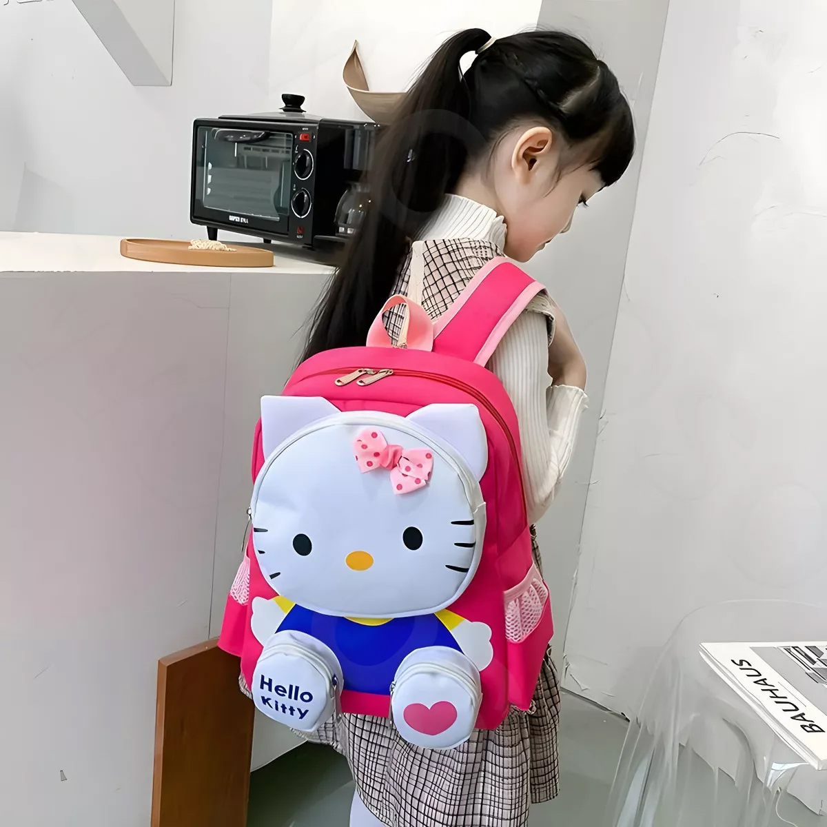 Mochila Hello Kitty 3d Dibujos Animados Kawaii Mochilas Escolares Para Niños Preescolar Primaria Media Color Rosa.