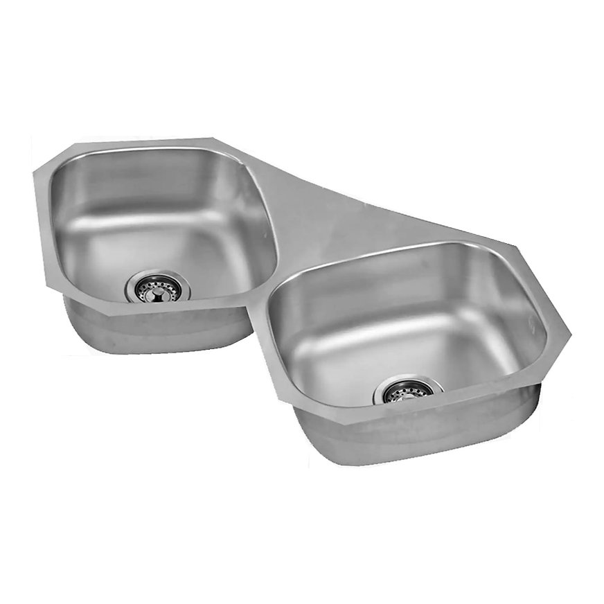 Tarja Doble Submontar en Esquina EB Técnica CSE110 Acero Inox Satinado.