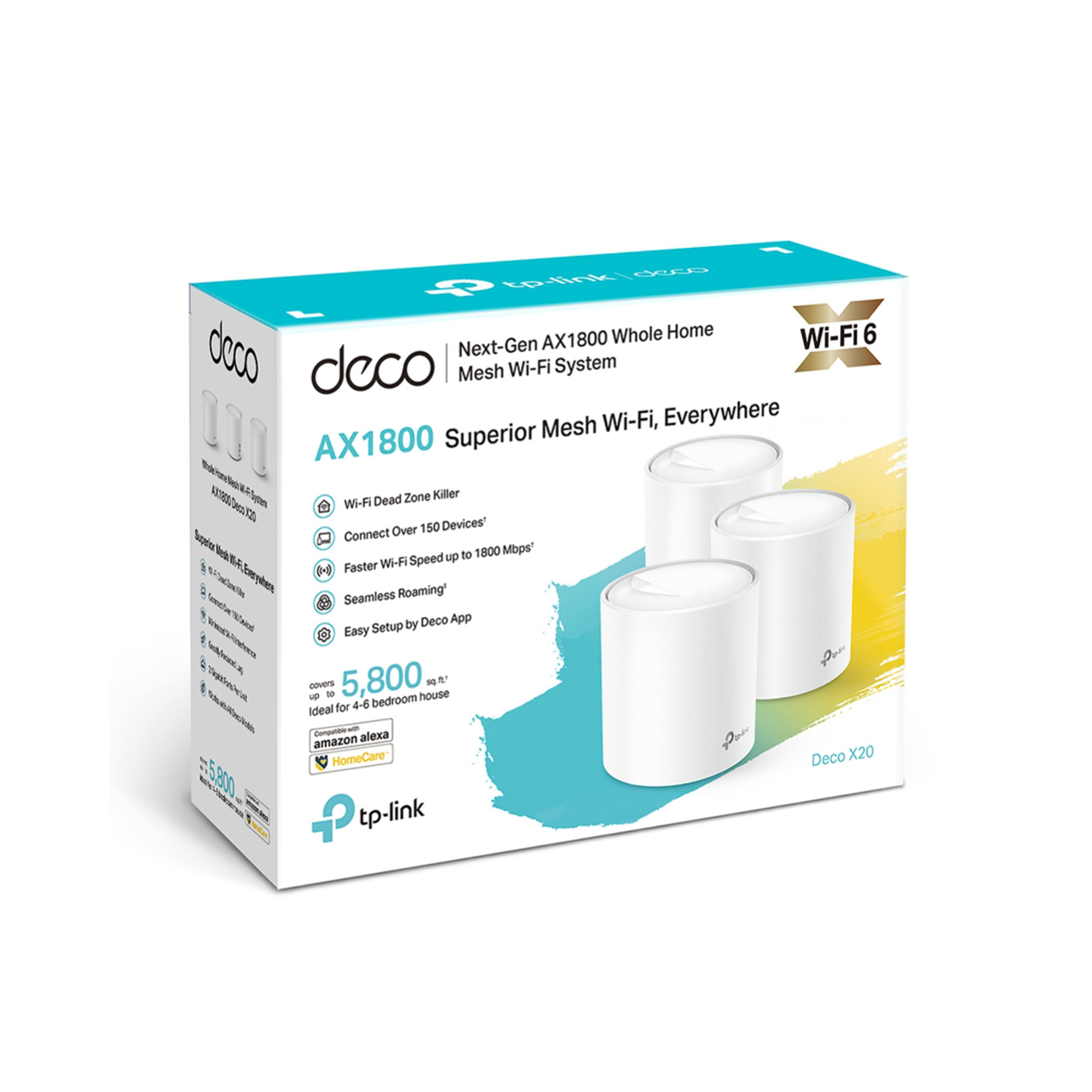Sistema Wi-Fi 6 Mesh TP-Link Deco X20 (3-pack), AX1800, de doble banda, Blanco.