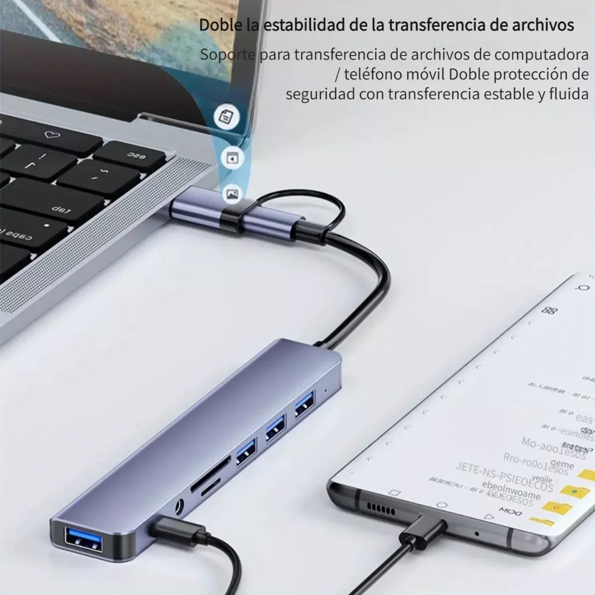 Concentrador hub cel puertos USB tipo C estación acoplamiento aluminio multi puerto Mac memoria