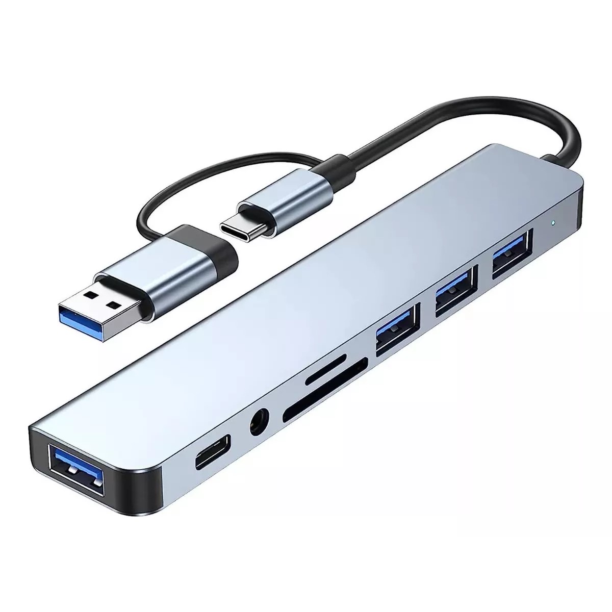 Concentrador hub cel puertos USB tipo C estación acoplamiento aluminio multi puerto Mac memoria