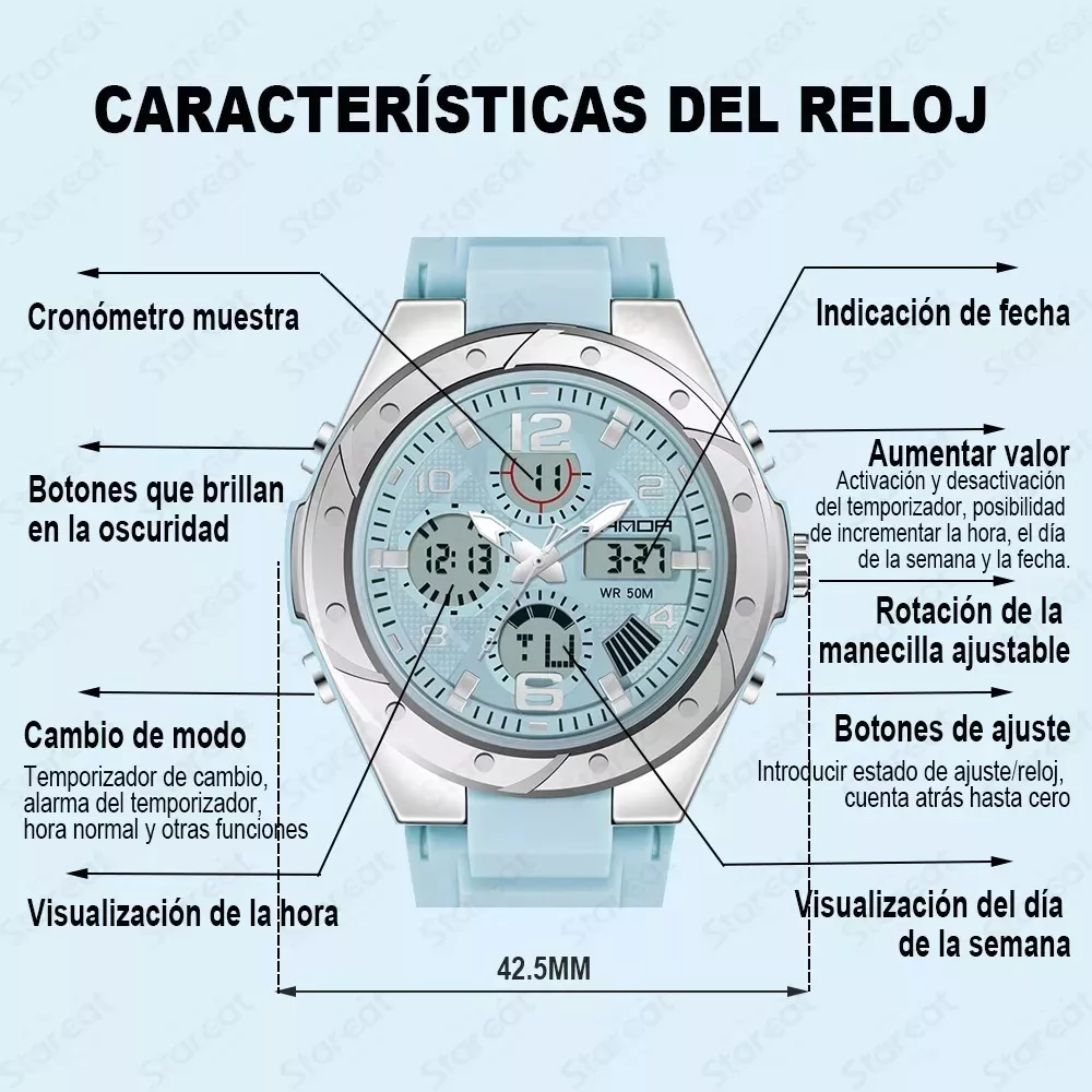 Reloj Digital Multifunción Moda Fino Impermeable Para Mujer.