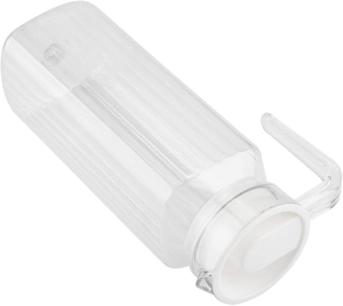 A Botella de jugo acrílico transparente a rayas, jarra de jugo frío con tapa, ideal para jugo casero y té frío o para botellas de leche de vidrio, botellas reutilizables (1100 ml).