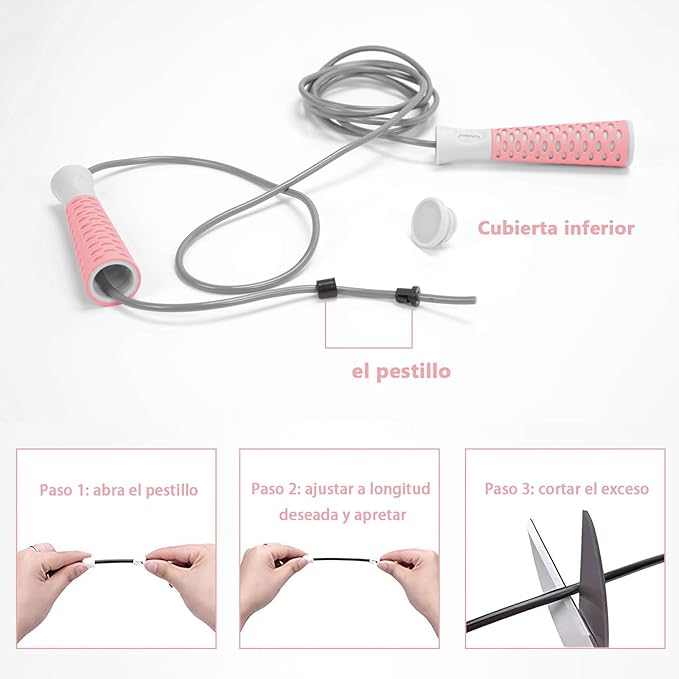 Saltar la cuerda, rodamiento de bolas silencioso, cuerda de saltar para competencia, deja que saltar la cuerda a alta velocidad guíe tu viaje para quemar grasa, cuerda ajustable de 275 cm, rodamiento de bolas de acero ergonómico y mangos de silicona antideslizantes..