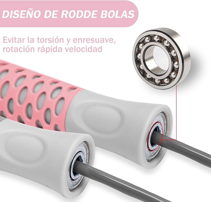 Saltar la cuerda, rodamiento de bolas silencioso, cuerda de saltar para competencia, deja que saltar la cuerda a alta velocidad guíe tu viaje para quemar grasa, cuerda ajustable de 275 cm, rodamiento de bolas de acero ergonómico y mangos de silicona antideslizantes..