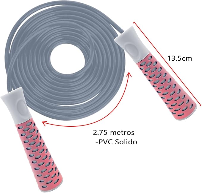 Saltar la cuerda, rodamiento de bolas silencioso, cuerda de saltar para competencia, deja que saltar la cuerda a alta velocidad guíe tu viaje para quemar grasa, cuerda ajustable de 275 cm, rodamiento de bolas de acero ergonómico y mangos de silicona antideslizantes..