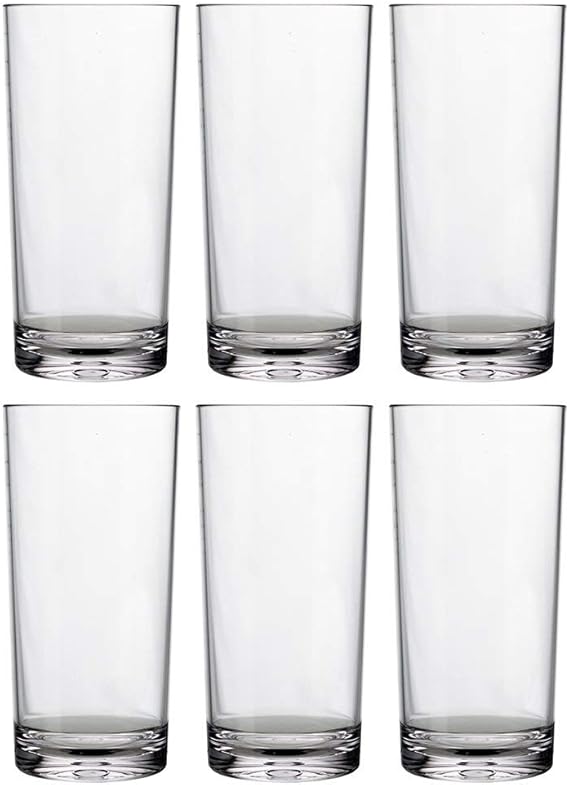 A Vasos reutilizables de plástico transparente clásicos de Estados Unidos (juego de 6) tazas de té helado de 24 onzas, vasos sin BPA, fabricados en Estados Unidos, aptos para lavaplatos.