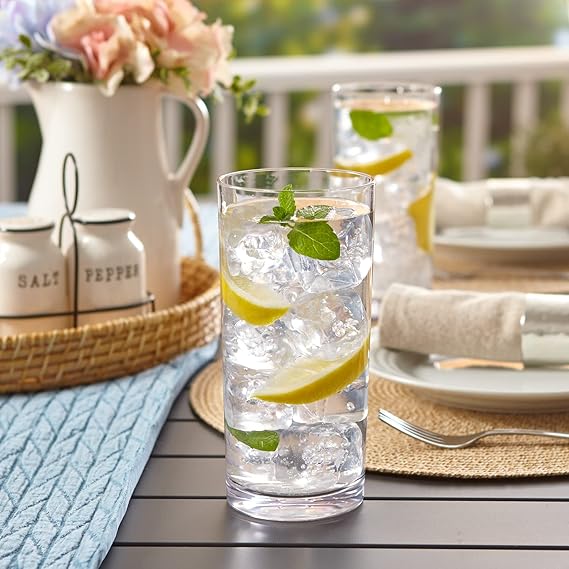 A Vasos reutilizables de plástico transparente clásicos de Estados Unidos (juego de 6) tazas de té helado de 24 onzas, vasos sin BPA, fabricados en Estados Unidos, aptos para lavaplatos.