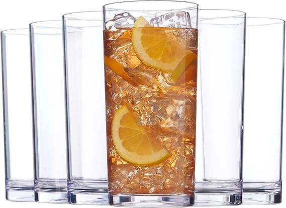A Vasos reutilizables de plástico transparente clásicos de Estados Unidos (juego de 6) tazas de té helado de 24 onzas, vasos sin BPA, fabricados en Estados Unidos, aptos para lavaplatos.