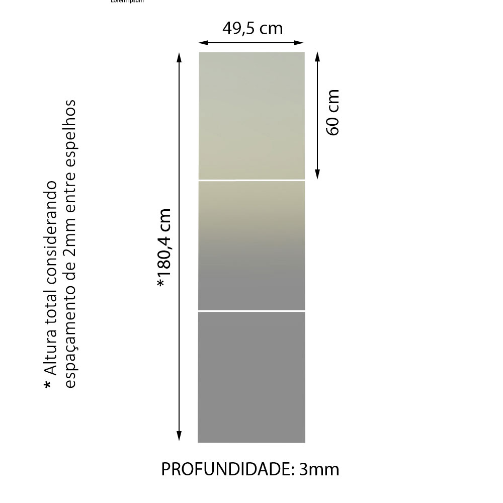 Kit con 3 Espejos de Ropero Closet Madesa 60 x 49,5cm.